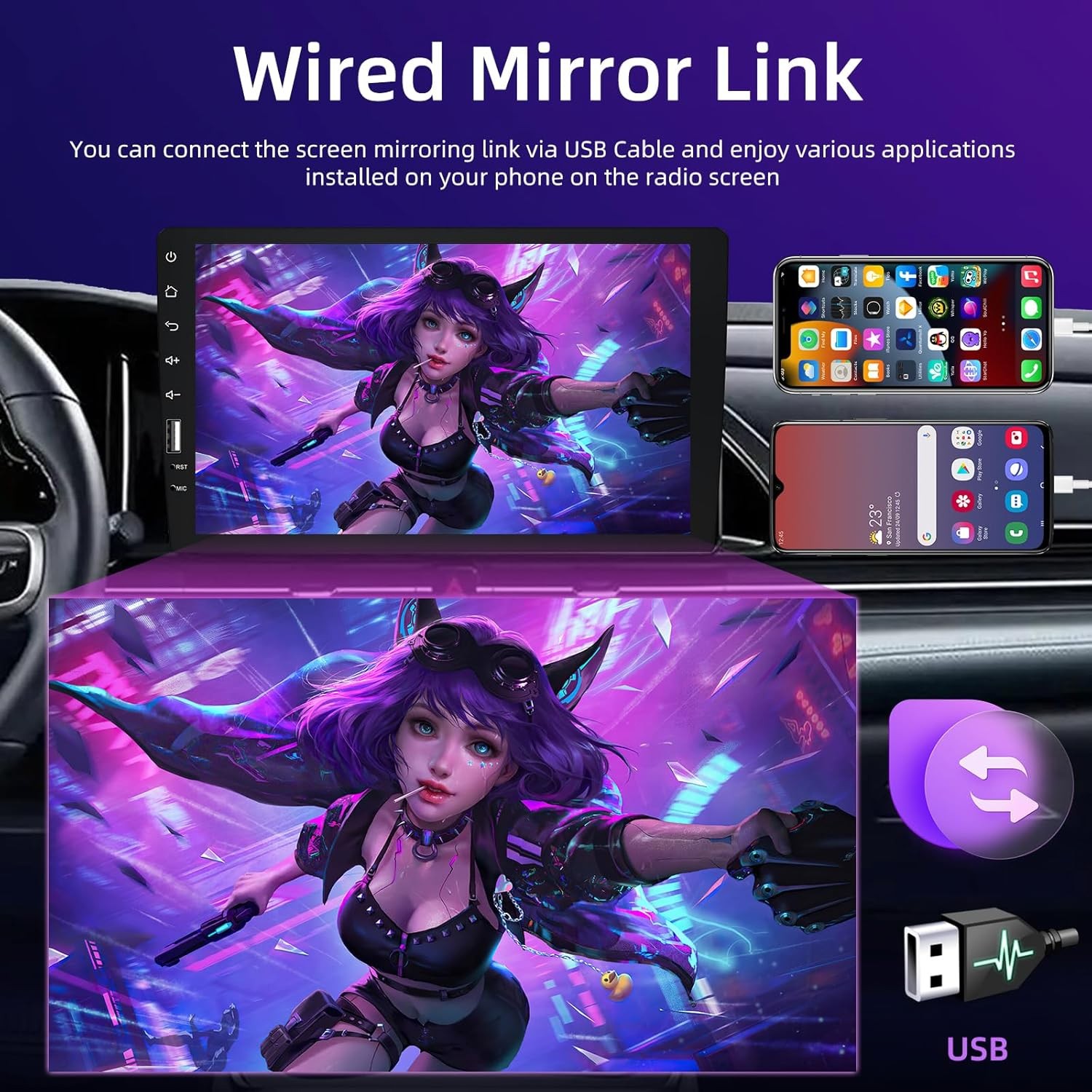 For 1993-2002 Toyota Corolla Carplay Android Auto Single 1Din Car Stereo Radio