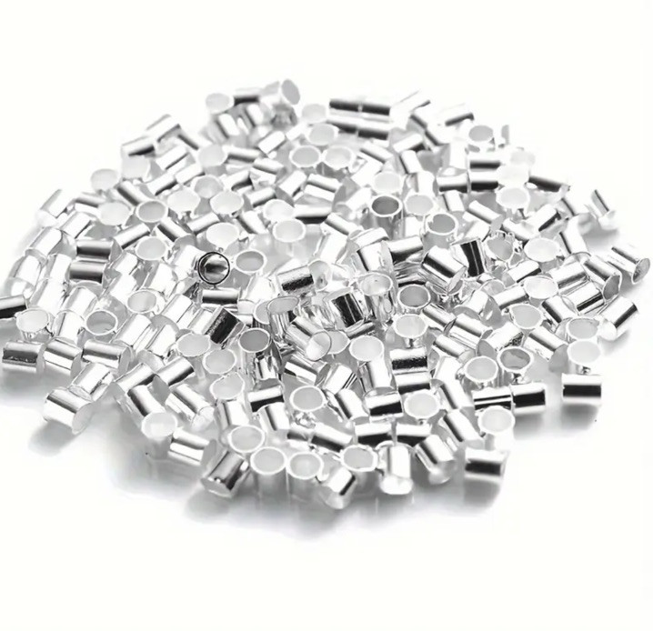 Silver Jewelry making Tube Crimp Beads 50pcs Findings sale 2mm