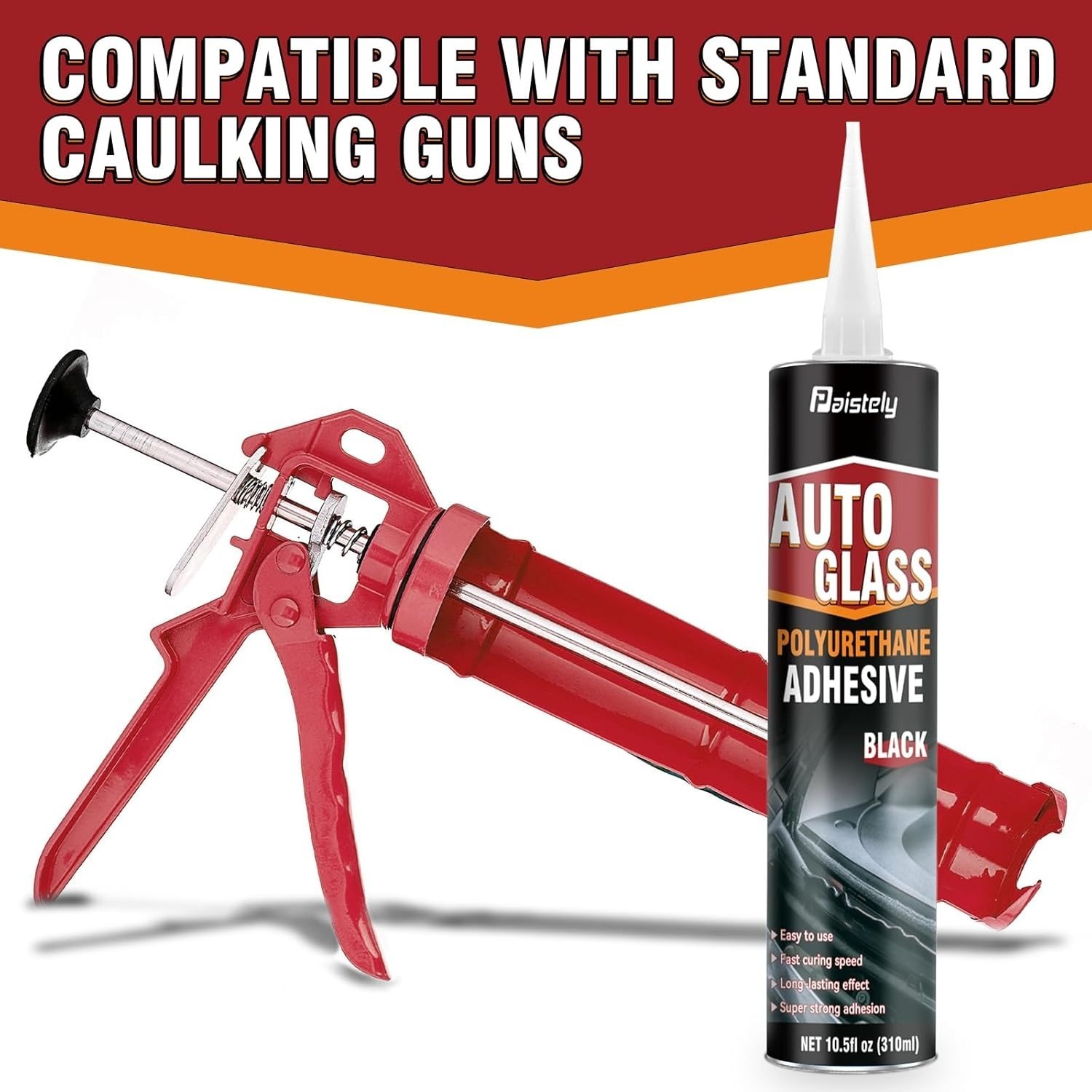 Windshield Sealant Black 310ml, Fast Cure Windshield Adhesive High Strength