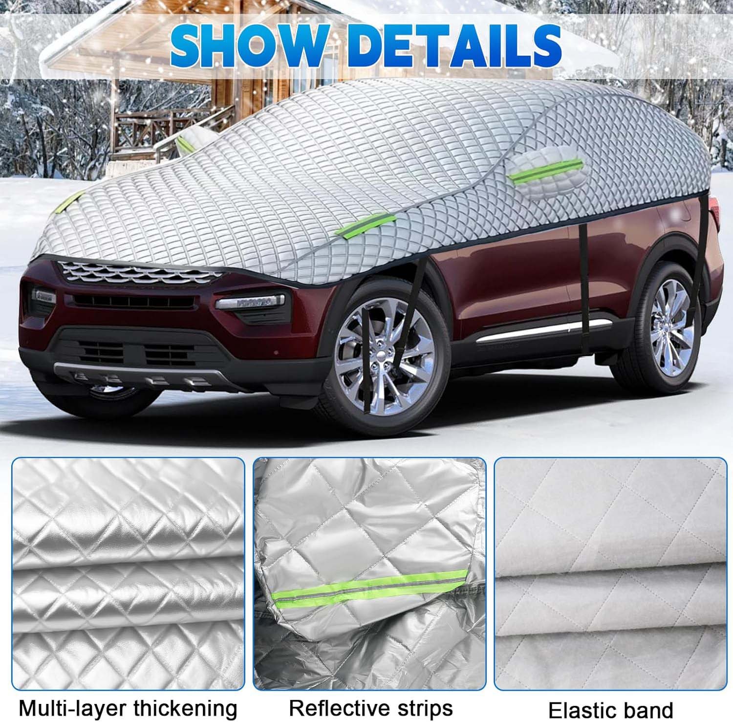 Snow Car Cover Waterproof All Weather Protection Anti-UV Rain Snow Anti Scratch