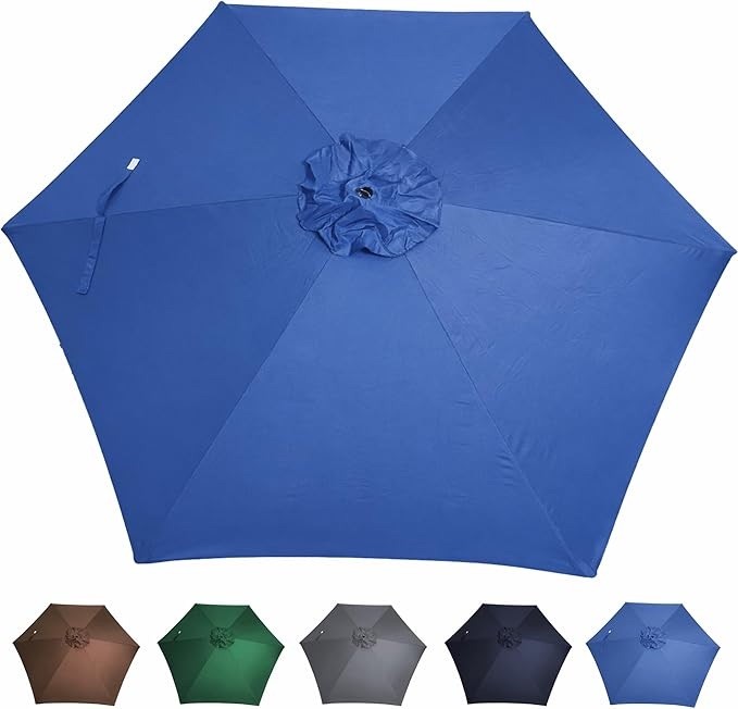 9ft Patio Umbrella Replacement Canopy  top cover 6 ribs Waterproof UV