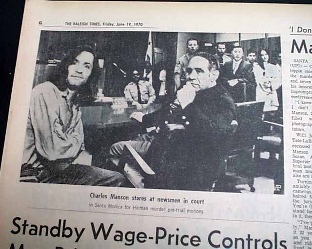 CHARLES MANSON & 3 Girls Helter Skelter Murder Trial Begins PHOTO 1970 Original