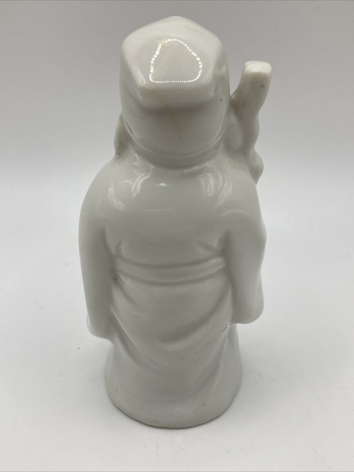 Vintage Old Wise Man Monk With Stick White Glazed Figurine Japan 3.75”