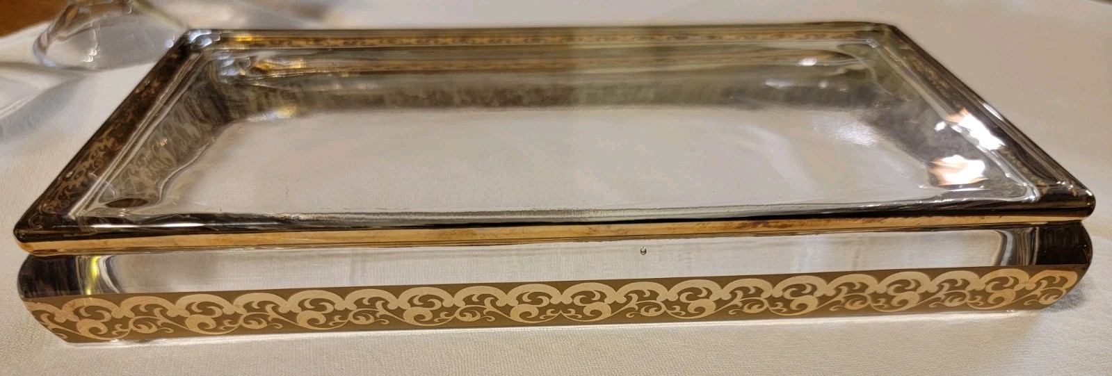 Vintage Gold Trimmed Glass NOBILITY Soap Dish, Tray, & Toothbrush Holder