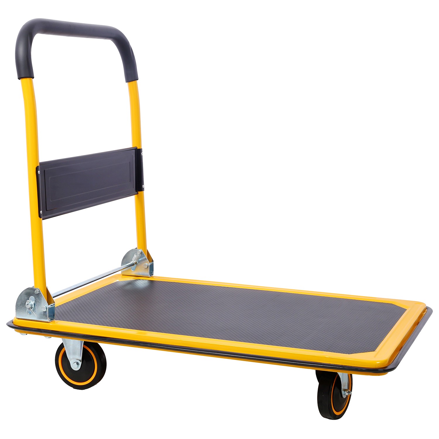 Foldable Platform Truck Push Dolly 660 lb. Weight Capacity Black and Yellow