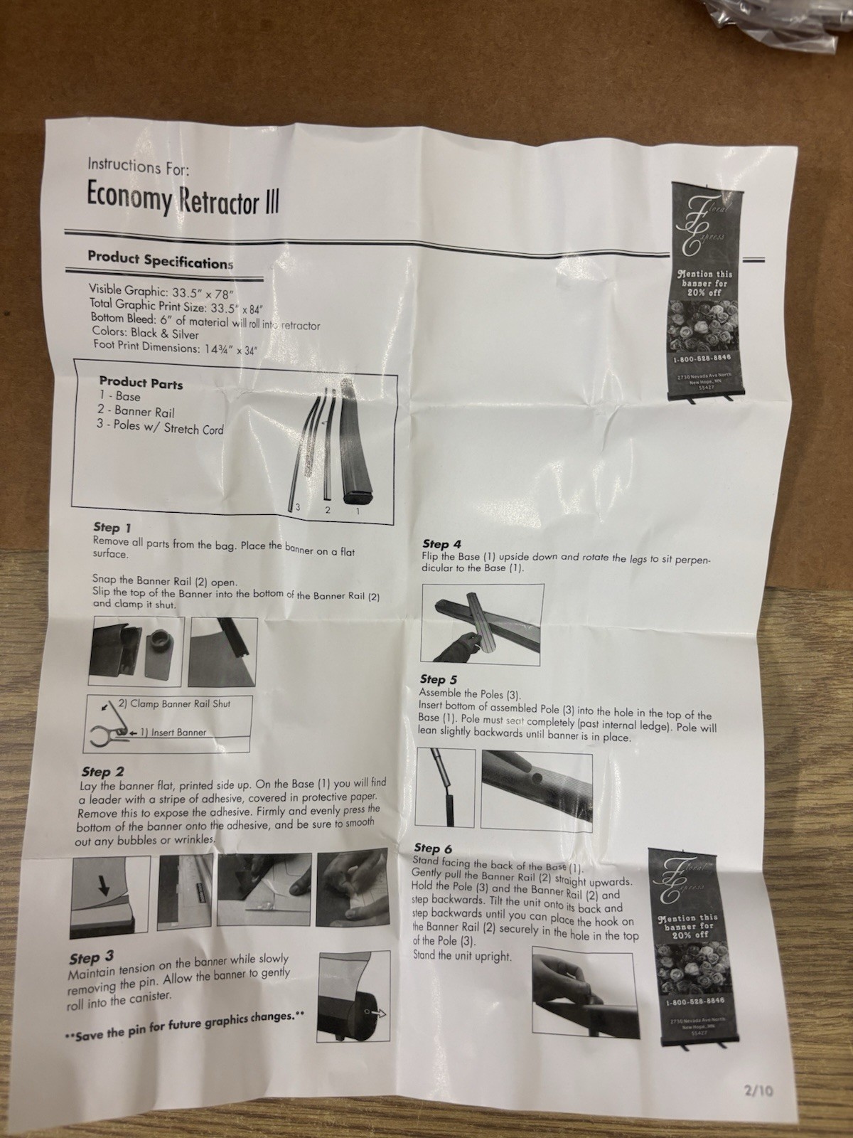 Economy 33.5” Banner Rail Retractor with Case, Silver