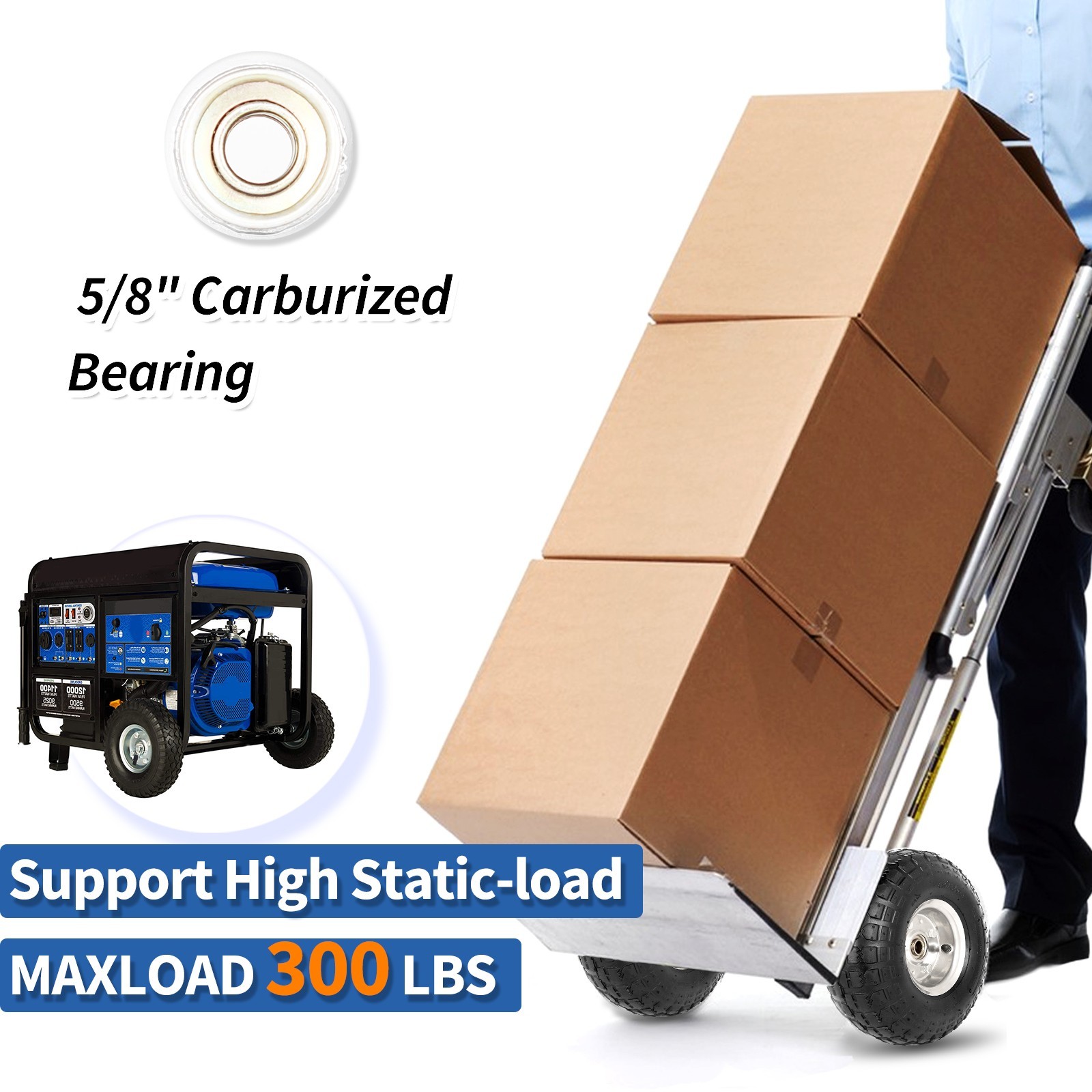 2-Pack 4.10/3.50-4" Tire & Wheel, 10" Pneumatic Tire for Hand Truck Trolley Cart