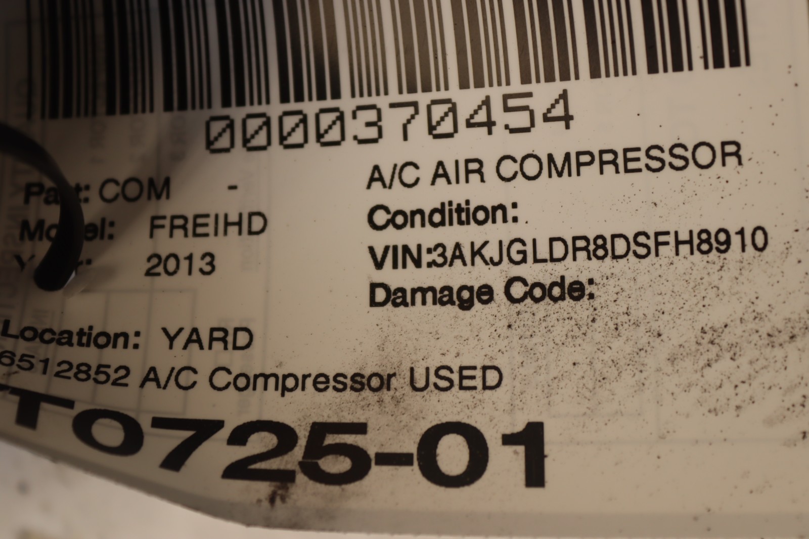 2008-2017 FREIGHTLINER CASCADIA 125 D15 A/C AIR COMPRESSOR 6512852 OEM