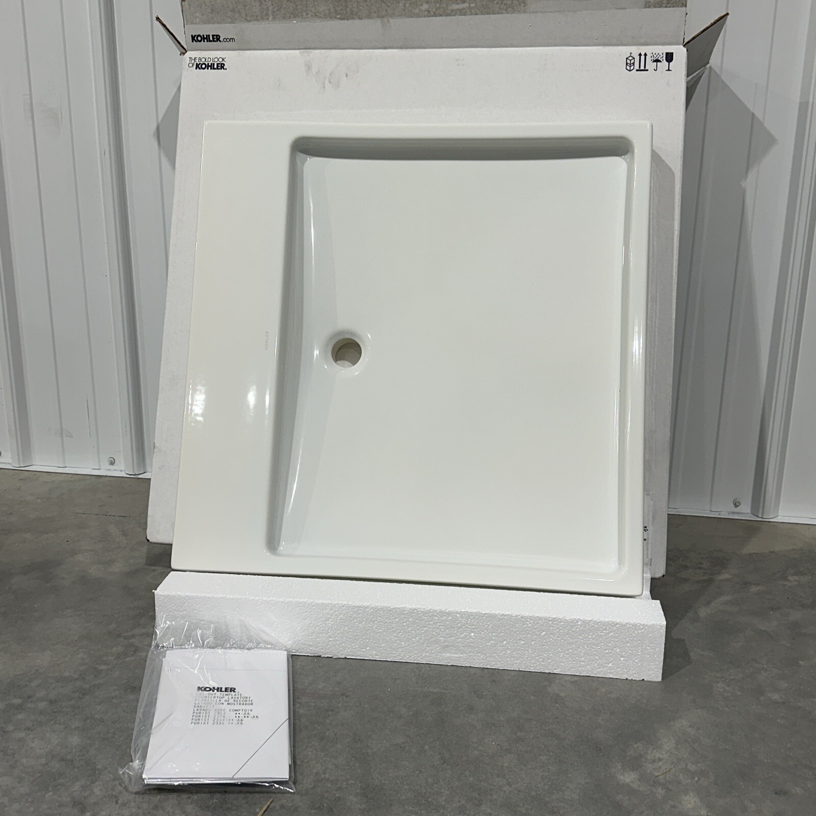 NEW Kohler K-2314-0 Purist Wading Pool Fireclay Vessel Sink in White