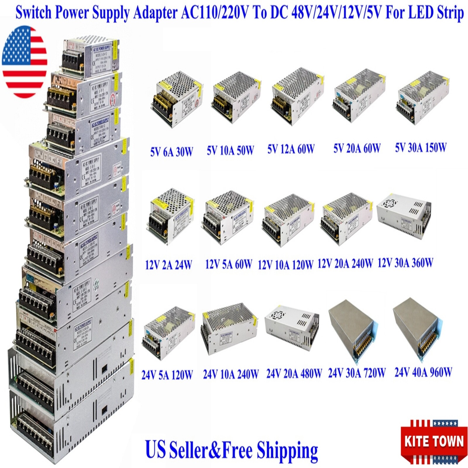 Switch Power Supply Transformer AC 110V To DC 12V/24V/5V Adapter For Led Strip
