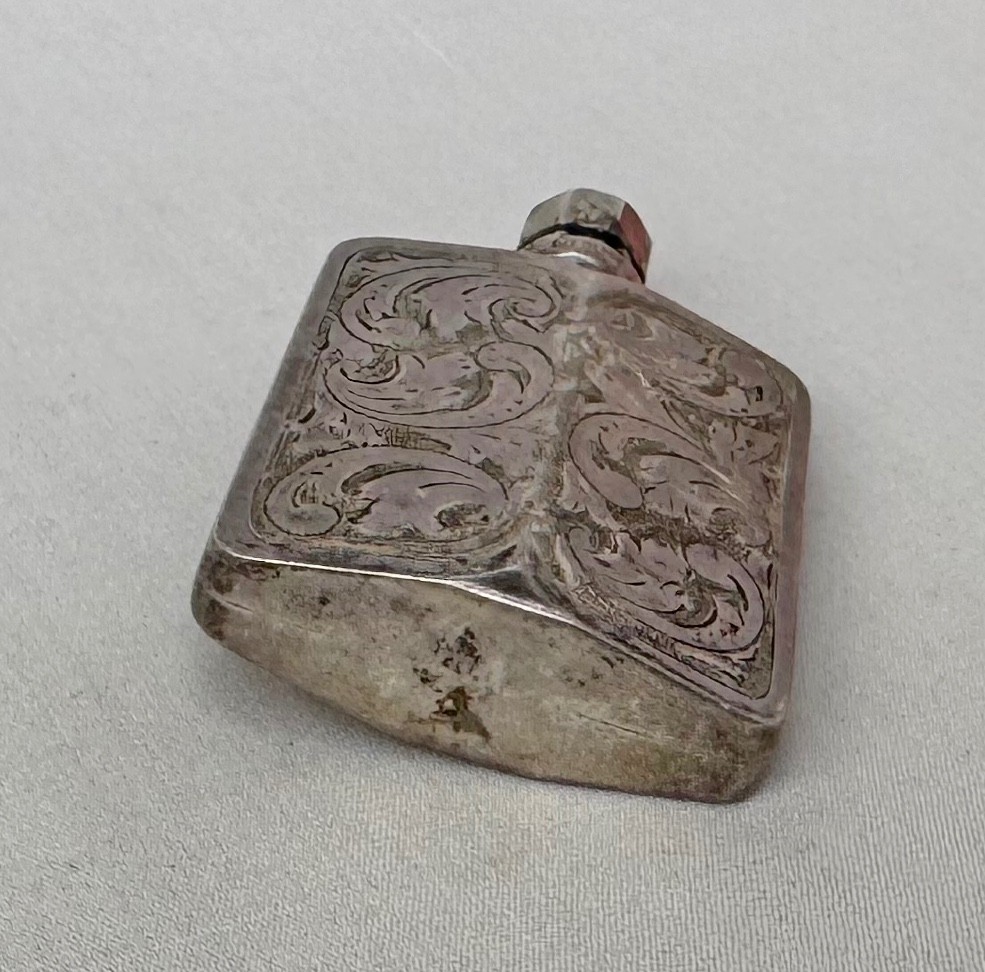 Sterling Silver Engraved Design Perfume Bottle with Wand Made in Germany;Y697