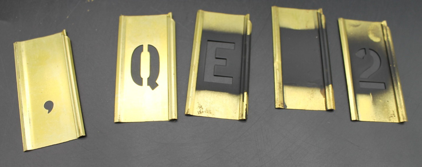 Vintage US Military Brass Stencil Set 3 Inch A-A-130A Marking Kit Middletown