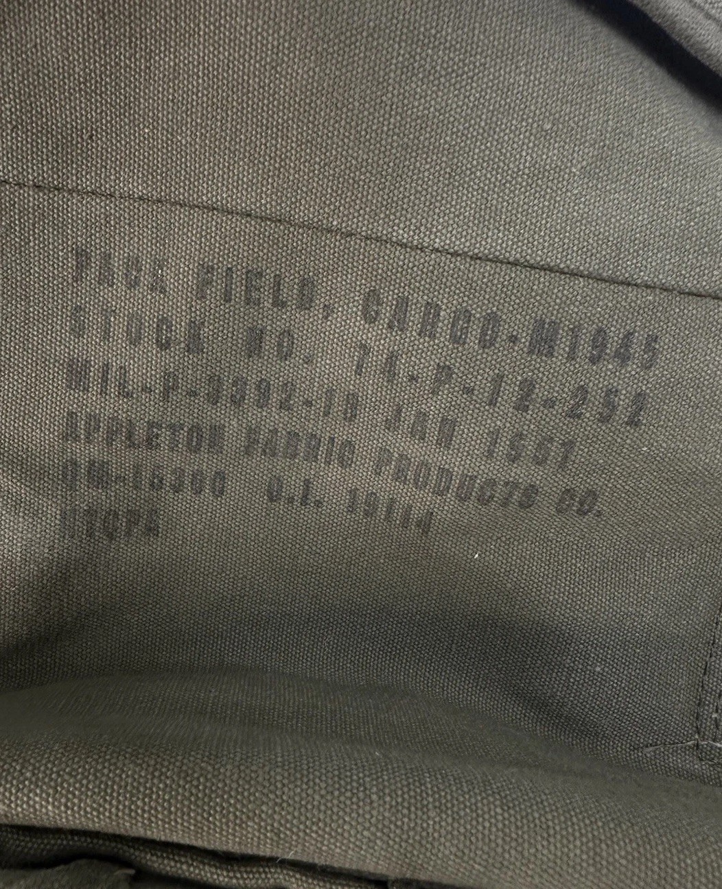 1951 US Army Field Pack Cargo M-1945 Military OD Green Cargo Bag NICE Lower Vtg