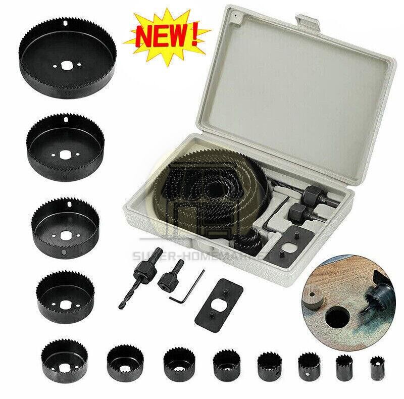 US 16 Set Hole Saw Cutter Set 3/4" - 5" Wood Plastic Sheet Metal Drill Bit Kit