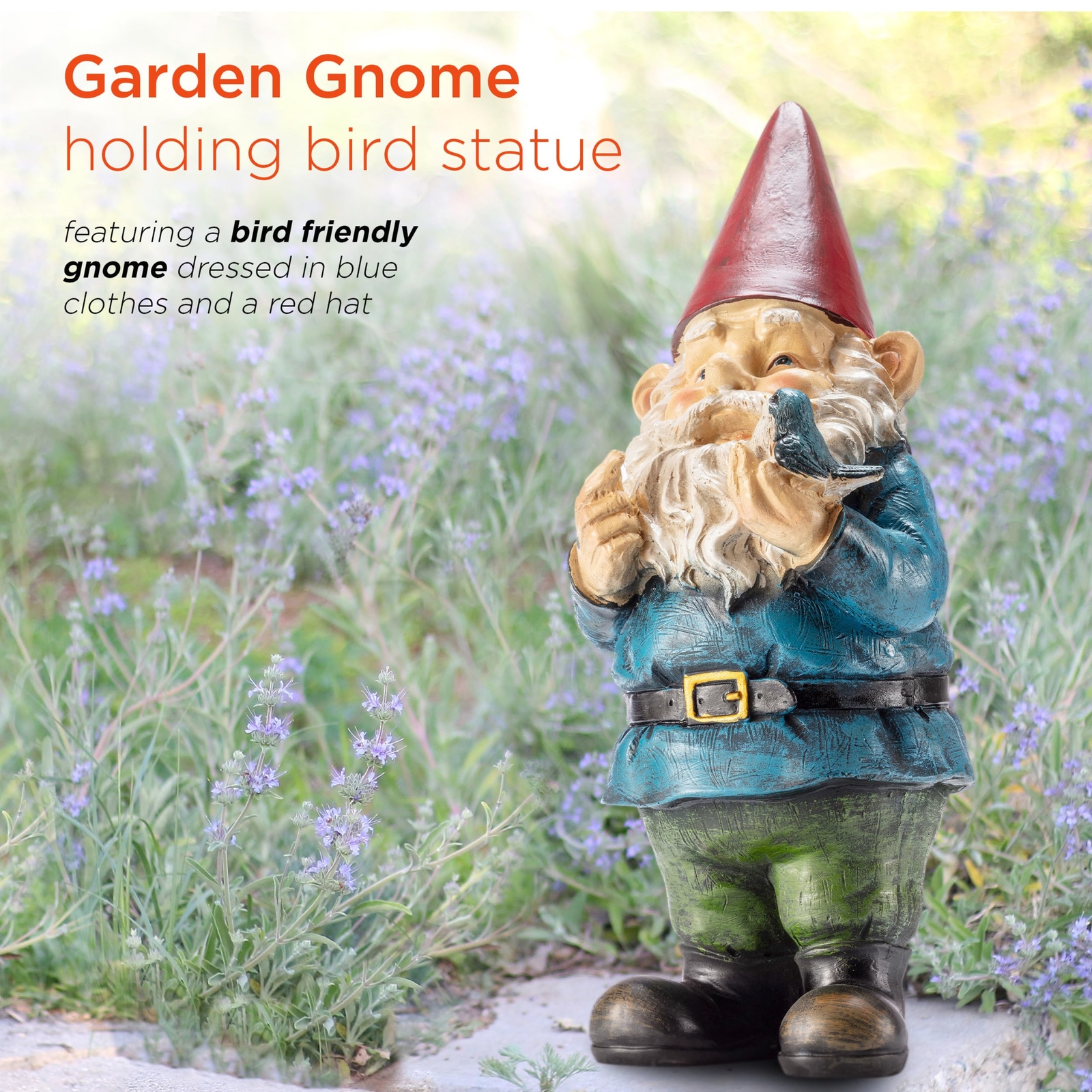 Alpine 12-Inch Outdoor Garden Gnome Statue Multicolor