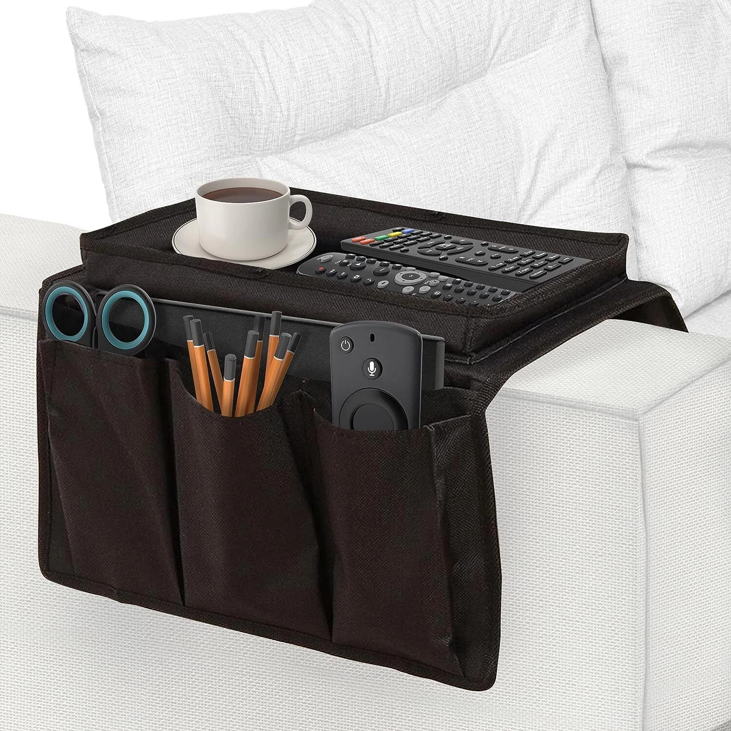 Sofa Armrest Organizer 6 Pocket TV Remote Holder Chair Beside Couch Bag