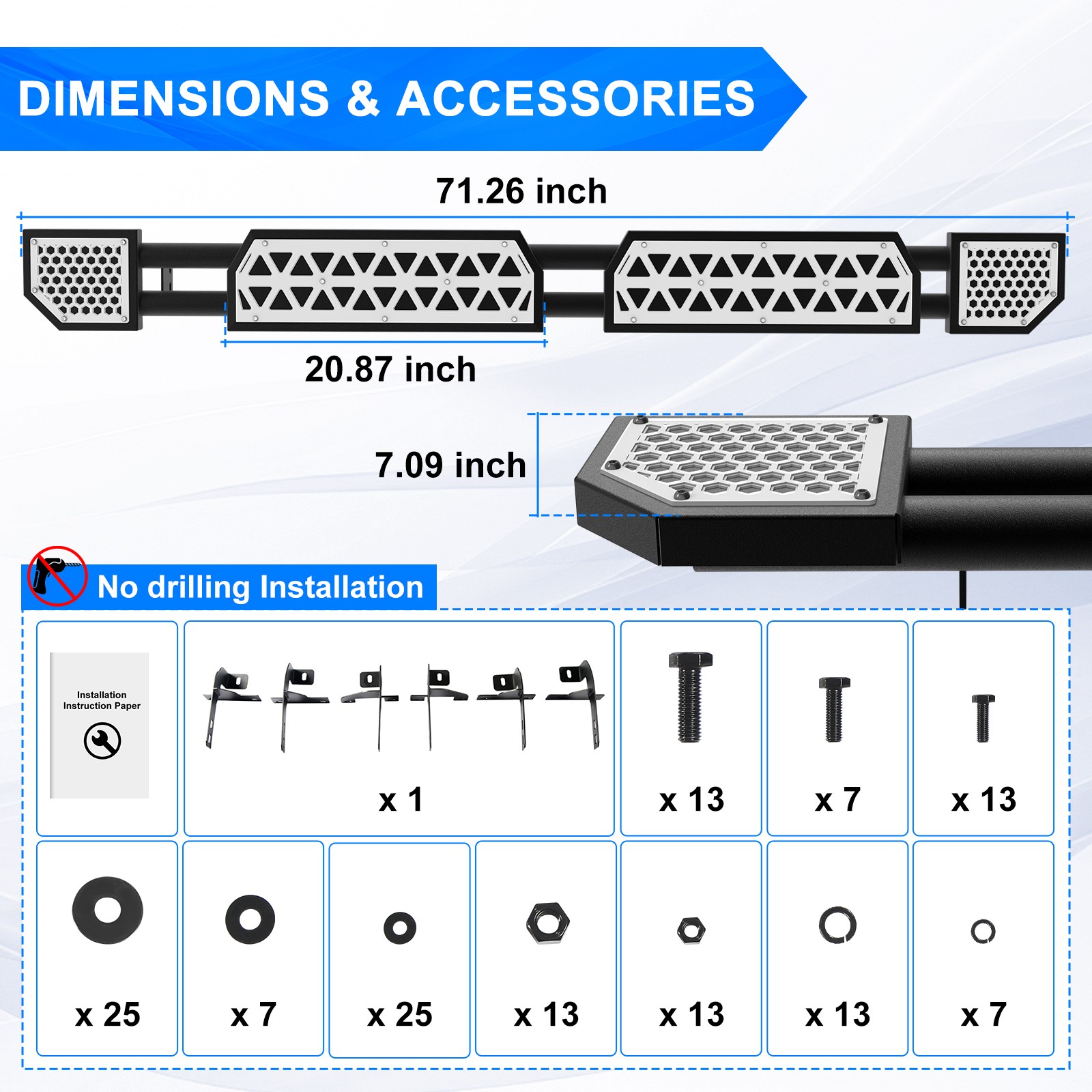White/ Red/ Green/ Blue Running Boards Fits Jeep Wrangler JL 2018-2025 4 Door