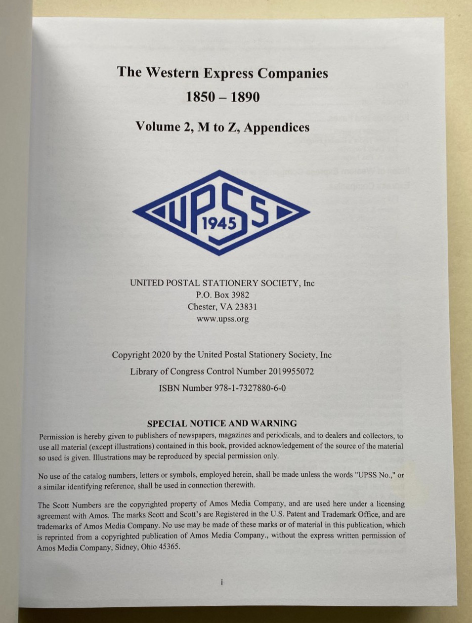 THE WESTERN EXPRESS COMPANIES 1850-1890 3rd edition 2020