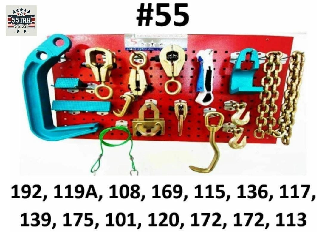 SET#55 - 16 PIECE HEAVY DUTY AUTO BODY FRAME MACHINE  PULLING TOOLS AND CLAMPS