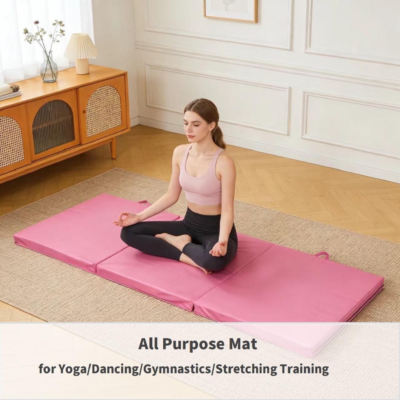 2in Thick Tri-fold Exercise Mat with Carrying Handles for Home Gym Yoga MMA