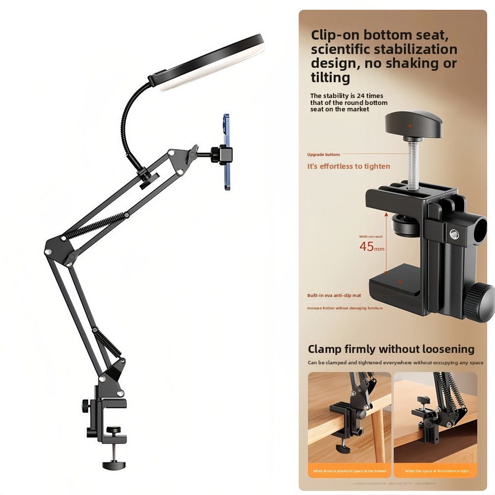 Overhead Camera Phone Mount Selfie Ring Light Desk Tripod for Video Live Stream
