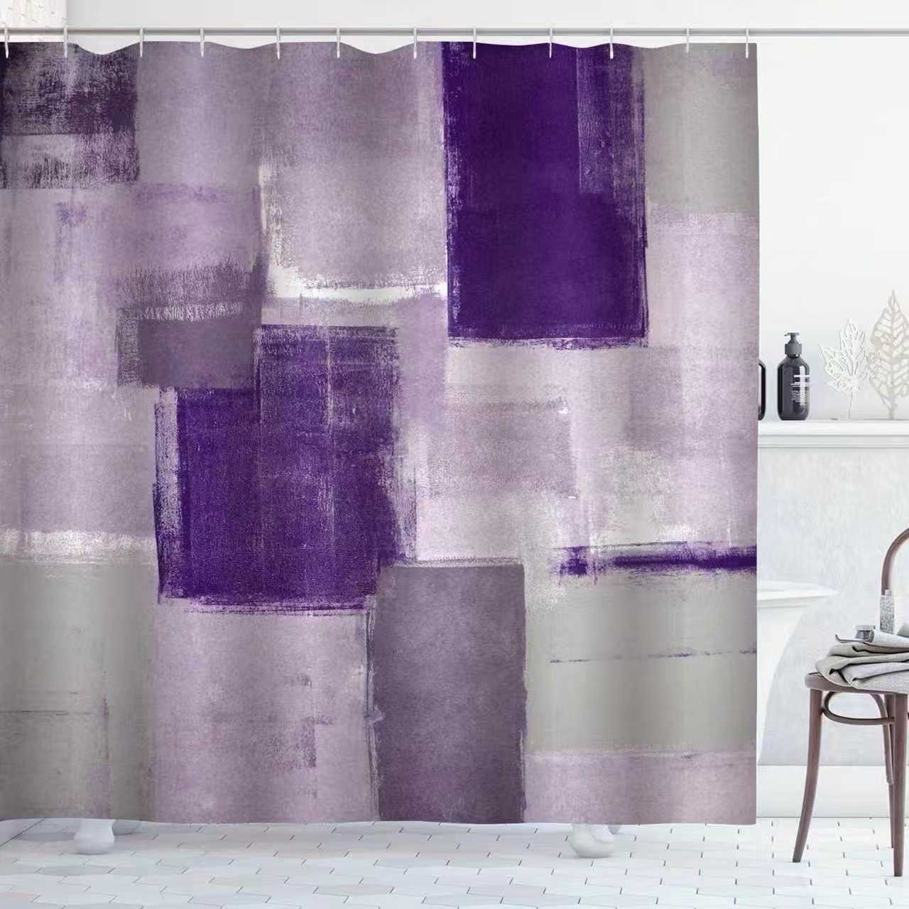 Purple Gray Shower Curtain for Bathroom, 72*72inch
