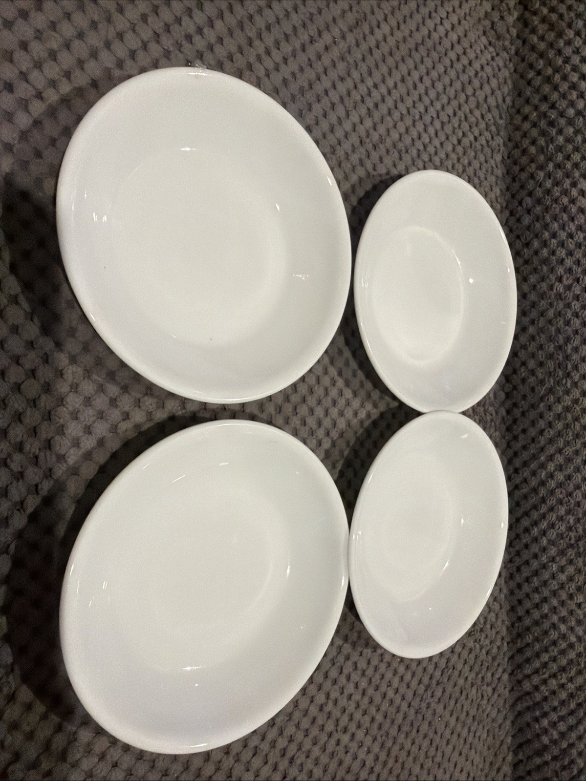 Set of 4 Corelle Winter Frost White Fruit/Dessert Sauce Bowl Plate 4.75” USA
