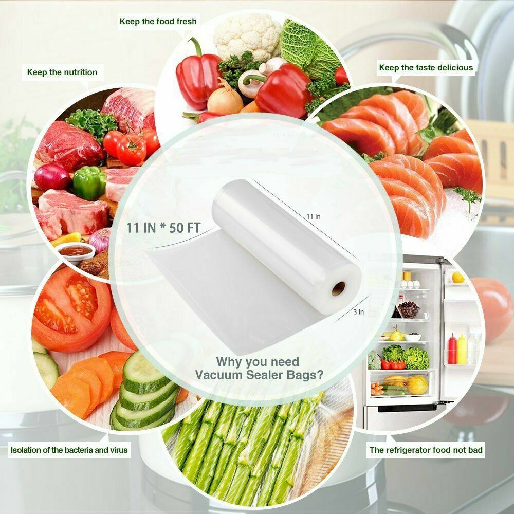 11"x50' Food Saver Vacuum Sealer Bags Rolls 4Mil Embossed FoodSaver Storage Bags