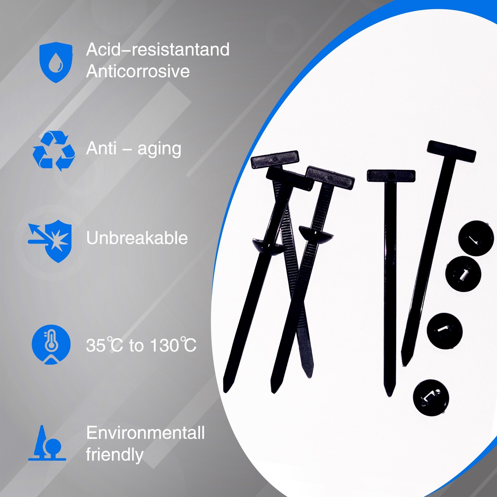 50pcs Nylon Universal Cable Tie Buckle Heavy Duty Self-Locking Free Ship