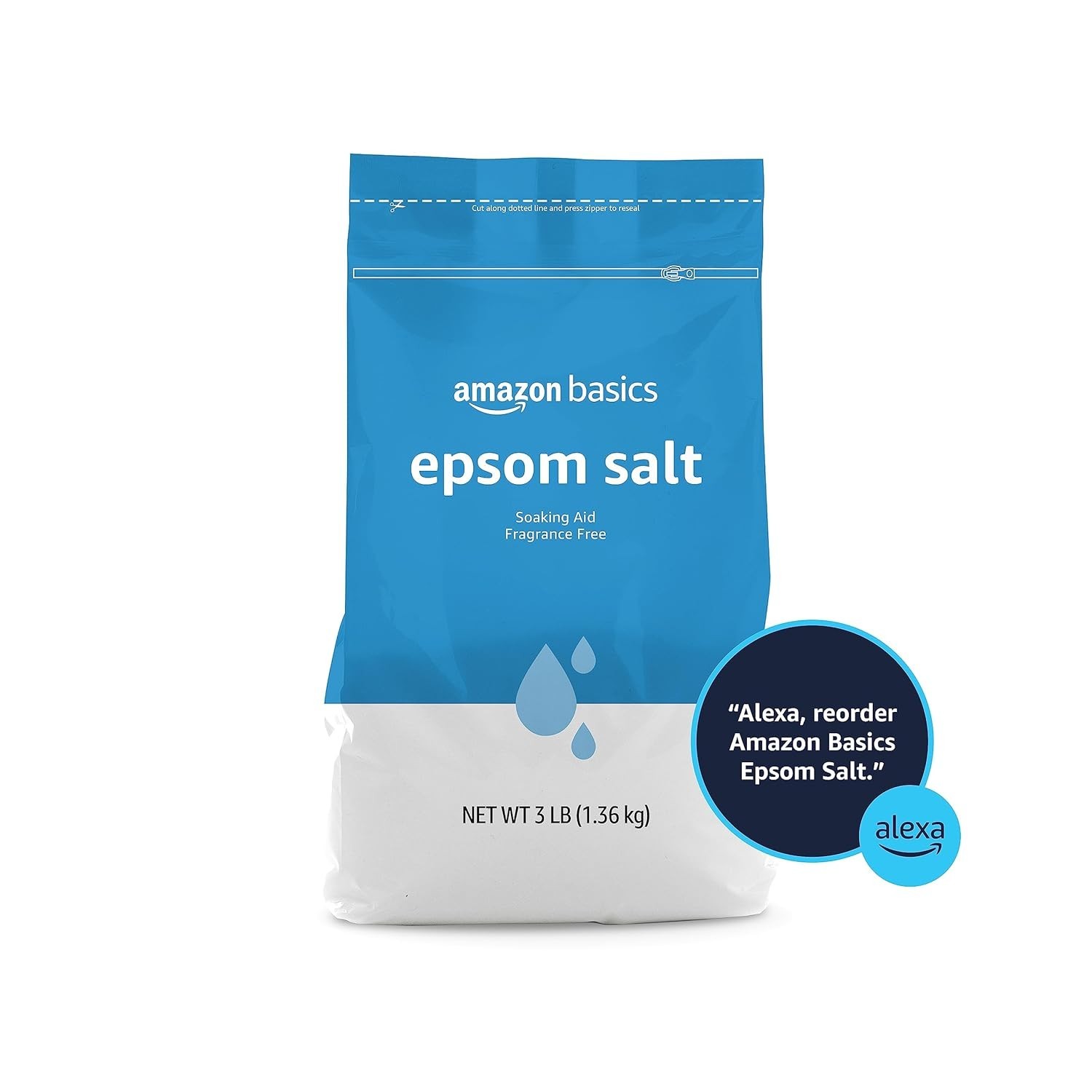 Epsom Salt Soak Unscented Magnesium Sulfate USP Muscle Relief Bath 48 oz, 3 lbs