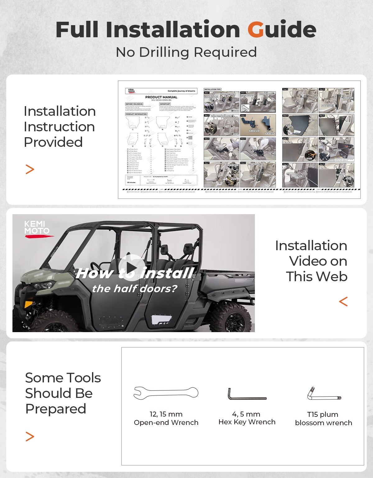 Heavy Duty Aluminum Half Door For Can-Am Defender MAX HD7 HD8 HD9 HD10 715006316