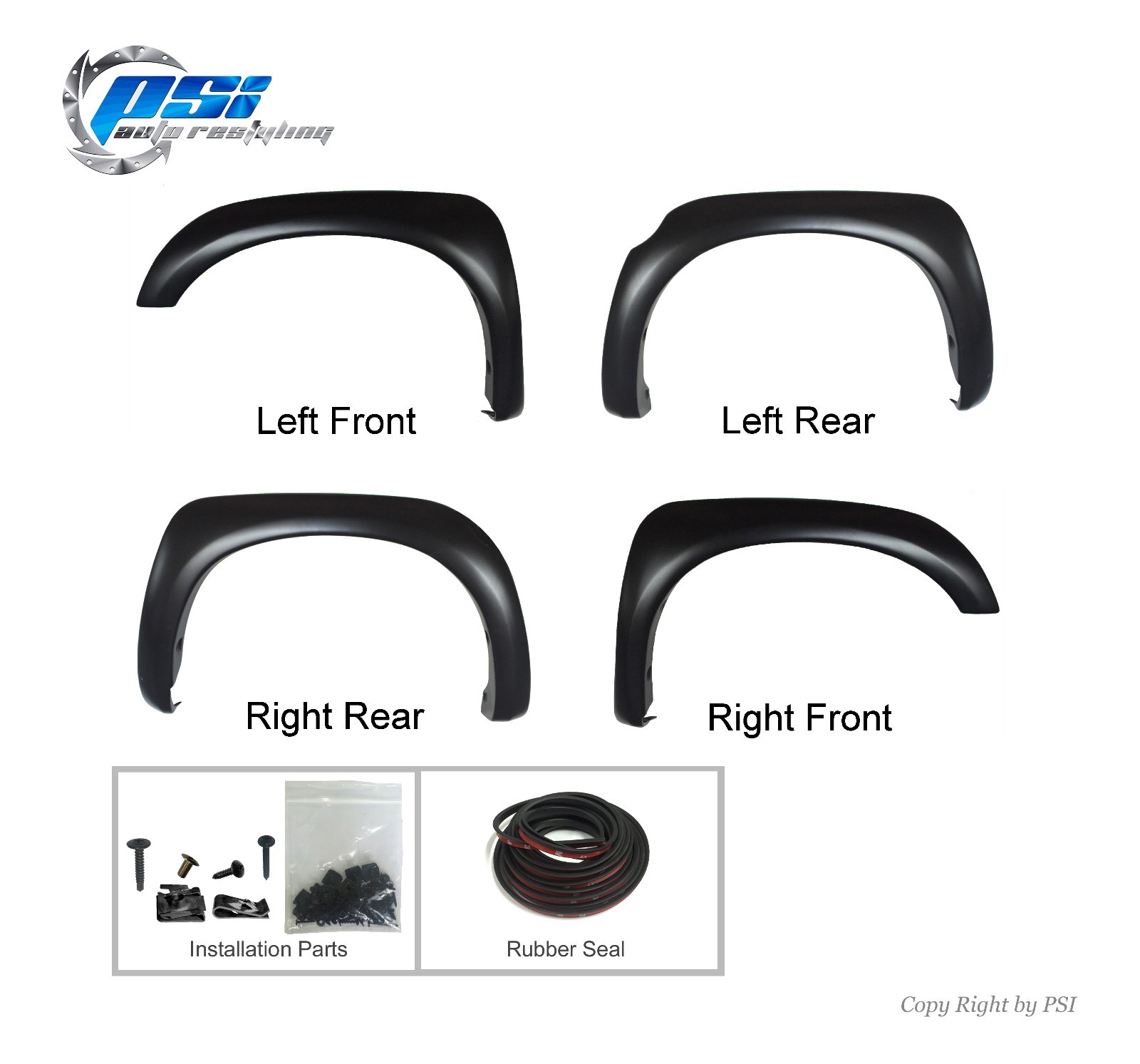 Black Paintable OE Style Fender Flares Toyota Tundra 07-13 Fits w/ Factory Flaps