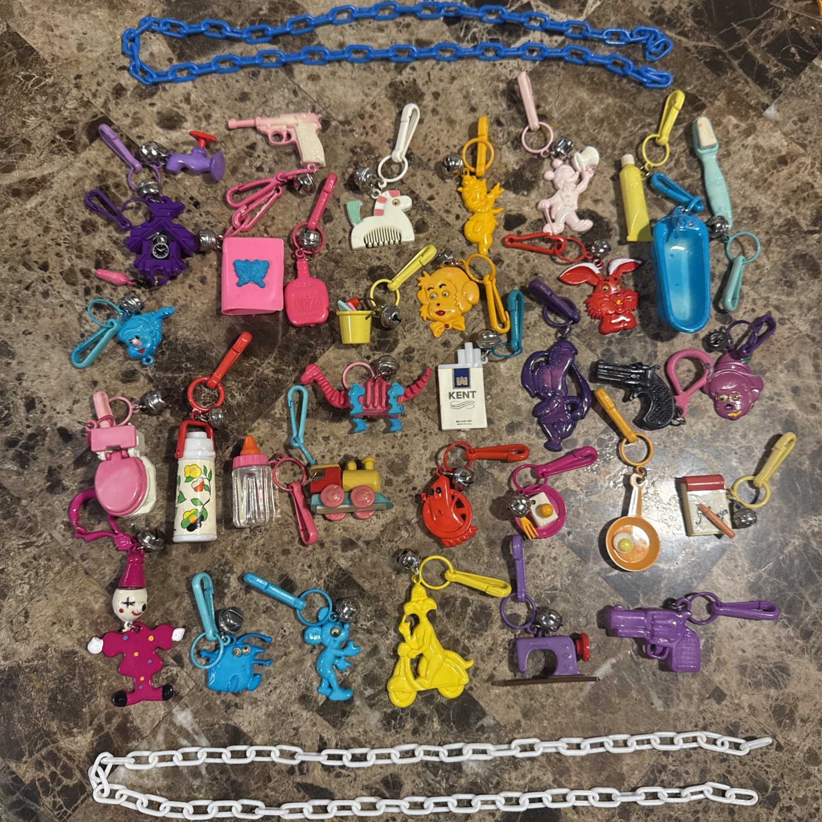 Vintage 1980's Plastic Clip On Bell Clip Charm Necklace Bracelet Charms Lot