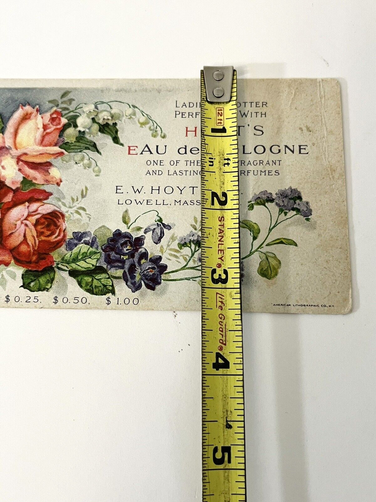Stillwater MN Hoyt's Eau De Cologne Perfume Victorian Trade Card Flowers Roses