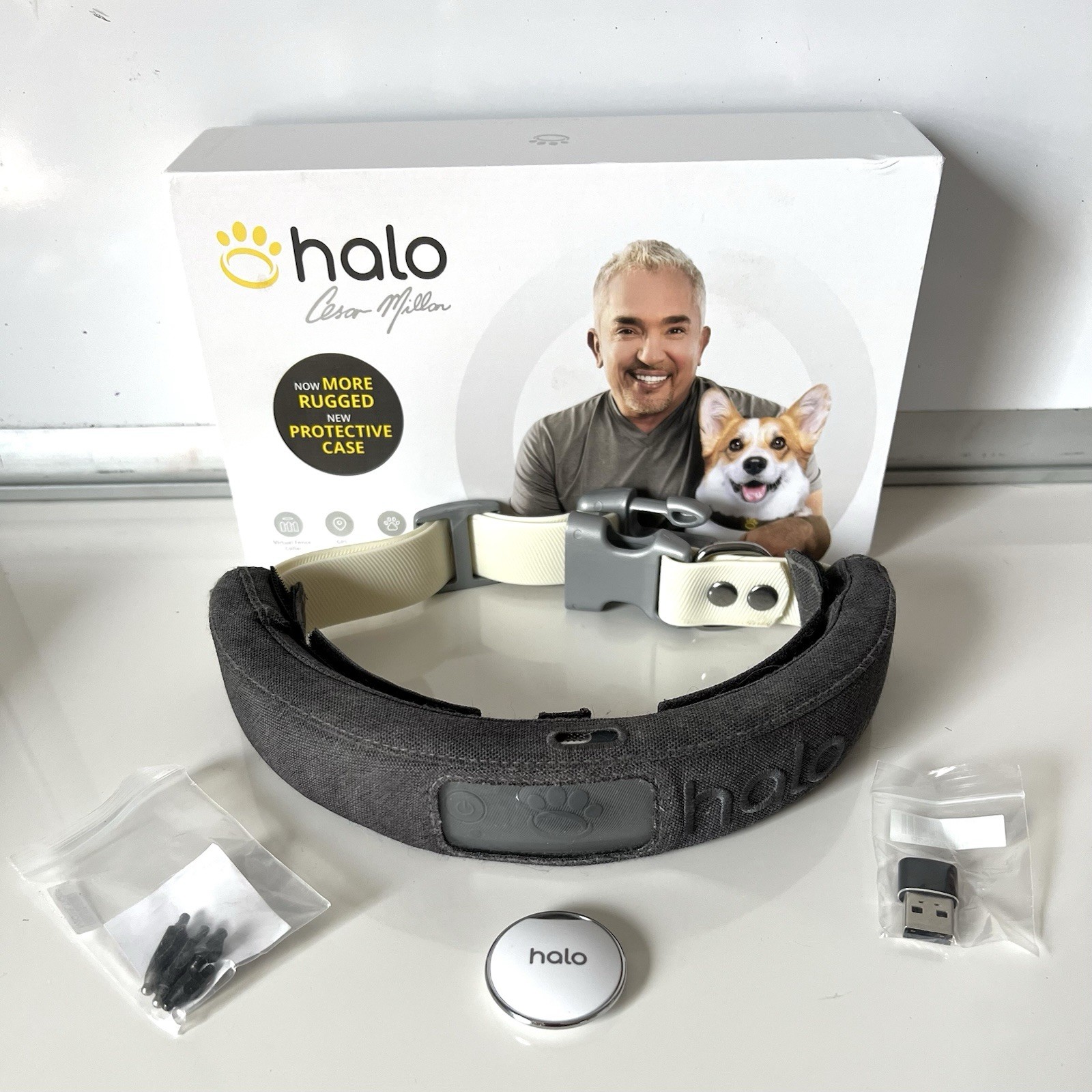 Halo Two+ Cesar Millan GPS Dog Collar Wireless Fence Graphite With White Collar