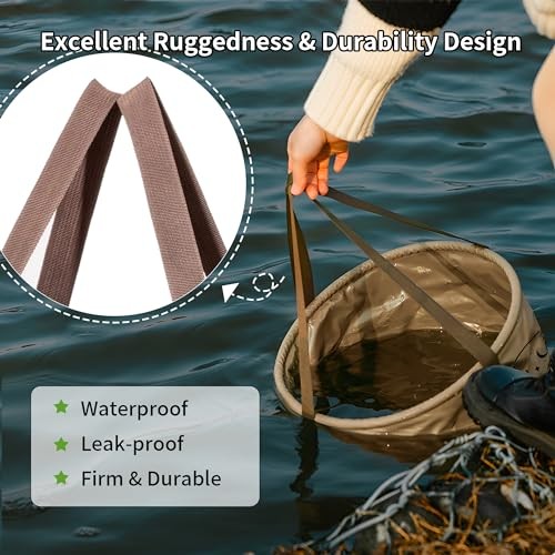 TENPLAY Collapsible Bucket with Handle, Water Storage, Lightweight, Brown(20l)