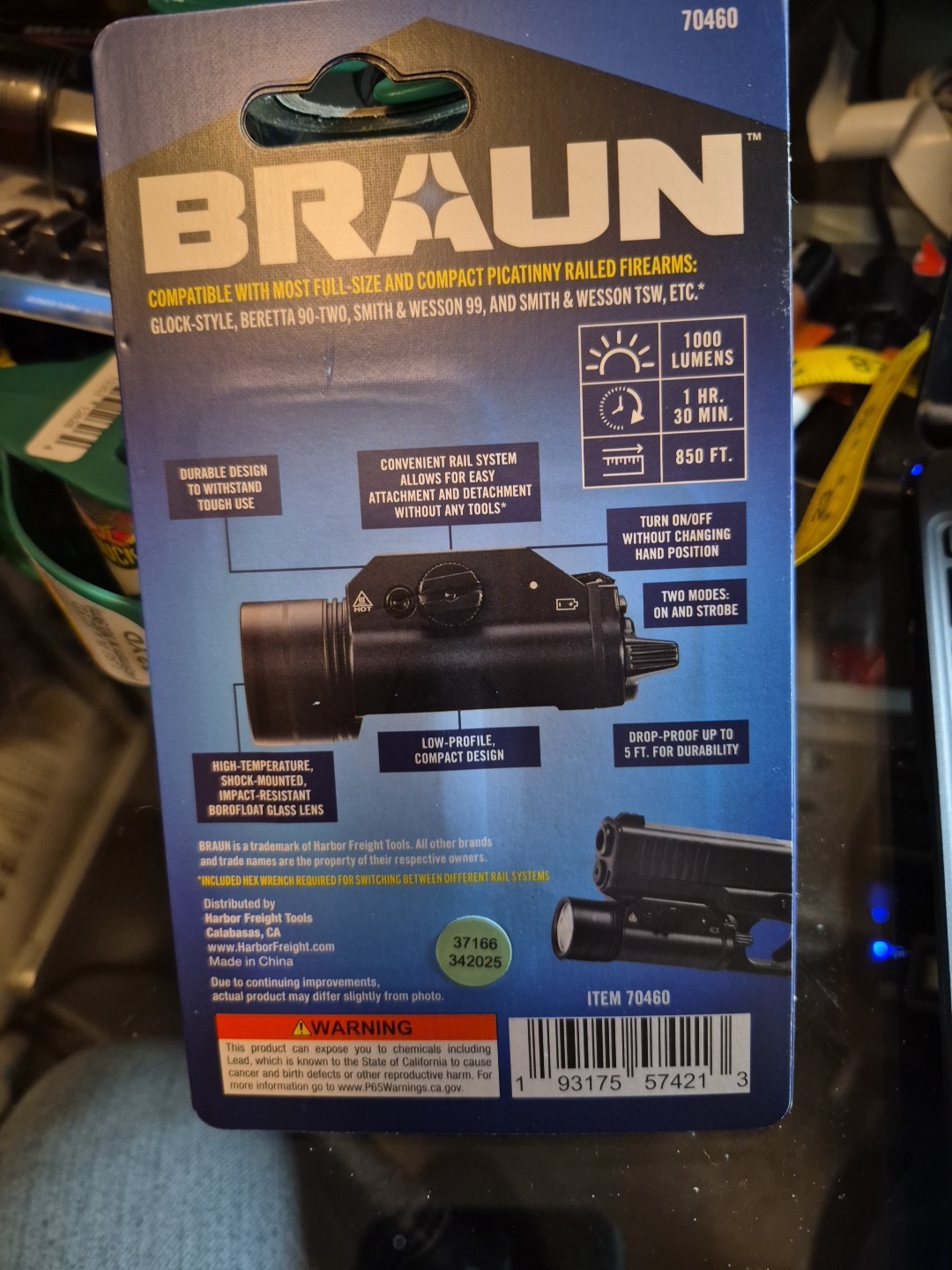 BRAUN 1000 LUMENS RAIL MOUNT LED LIGHT [70460] SEE PICTURES FOR SPECS