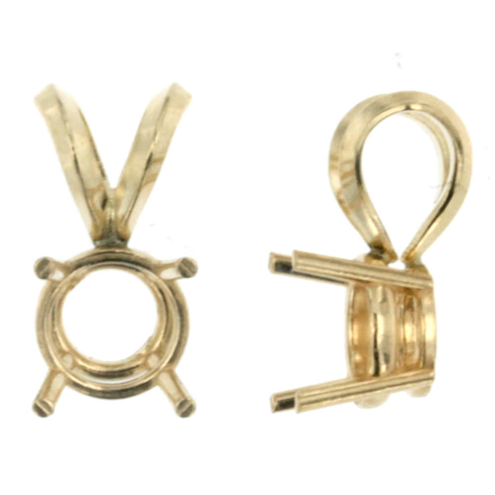 2mm - 12mm Round 14k White & Yellow Gold 4 Prong Pendant Setting 0.05ct - 5.00ct