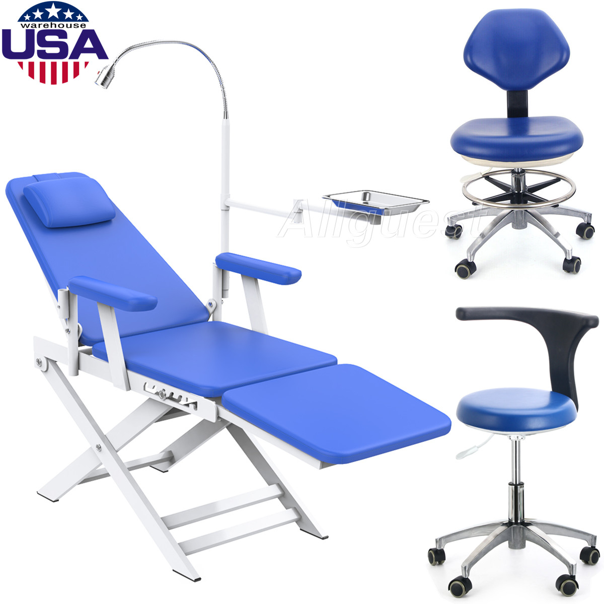 AZDENT Sillon plegable portátil dental con Luz LED/silla de médico móvil USA