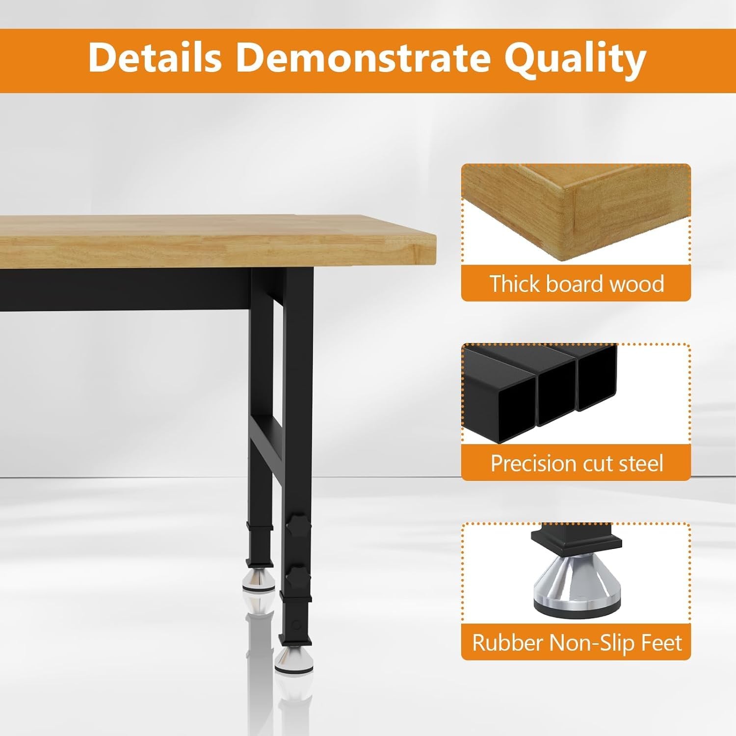 60 Inch Heavy Duty Adjustable Height Workbench 2000 LBS Load Capacity
