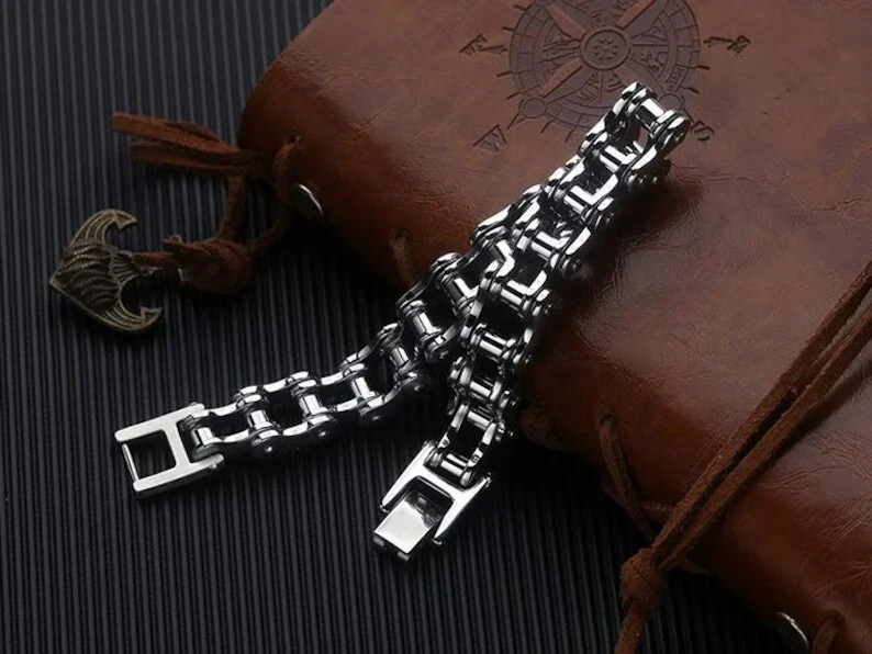 Men's Stainless Steel Motorcycle Bike Chain Bracelet Biker Jewelry Gift for him