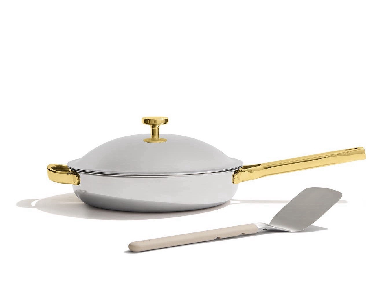 Our Place Titanium Always Pan Pro Gold  2.96 Qt / 2.8 L Chrome W Spatula