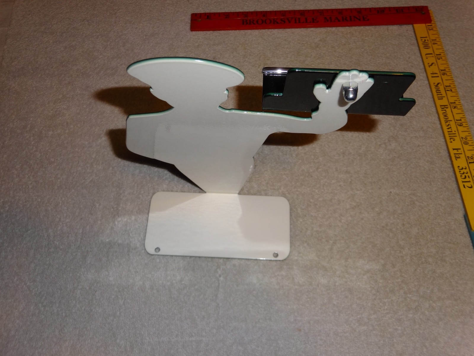 VINTAGE HARLEY DAVIDSON MOTORCYCLE👨MAN METAL GASOLINE BUSINESS CARD HOLDER SIGN