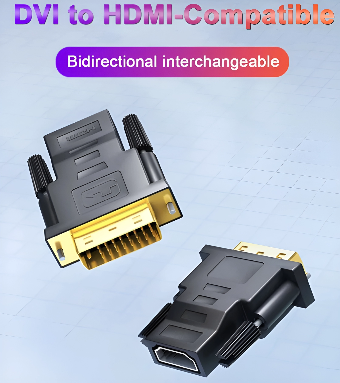 2-Pack DVI-D Male to HDMI Female Adapter for HDTV PC Monitor Projector Blu-ray