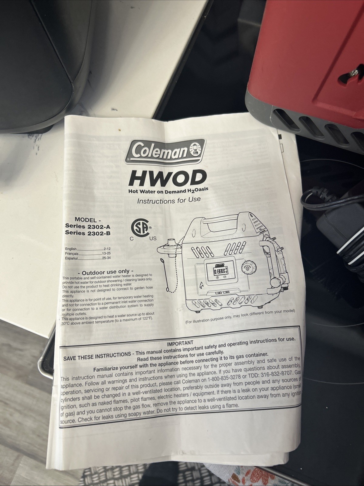 2 Coleman HWOD H2Oasis Portable Water Heater On-Demand Hot Water. Untested! Read