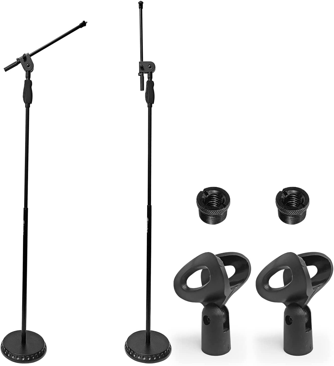 Quick Grip Height Adjustment Microphone Stand with Heavy Round Base and Boom