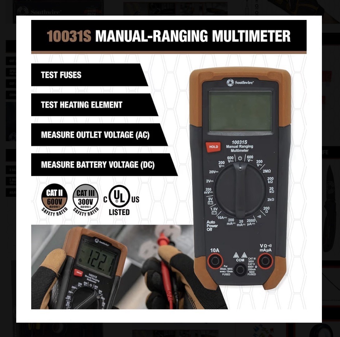 Southwire Electrical Maintenance Tool Kit Gift Set: Multimeter,fuses,lamp & More
