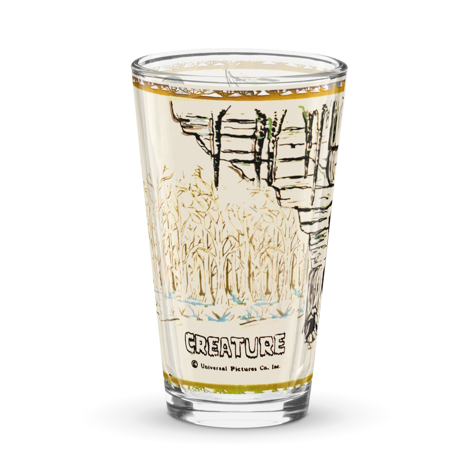 CREATURE - Universal Monsters 63 Pint Glass Anchor Hocking Repro Lagoon C@@L!