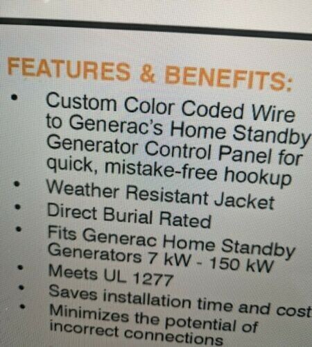 GENERAC GENERATOR 10 WIRE CONTROL CABLE (25-200 Feet) SAVE MONEY EASY WIRING