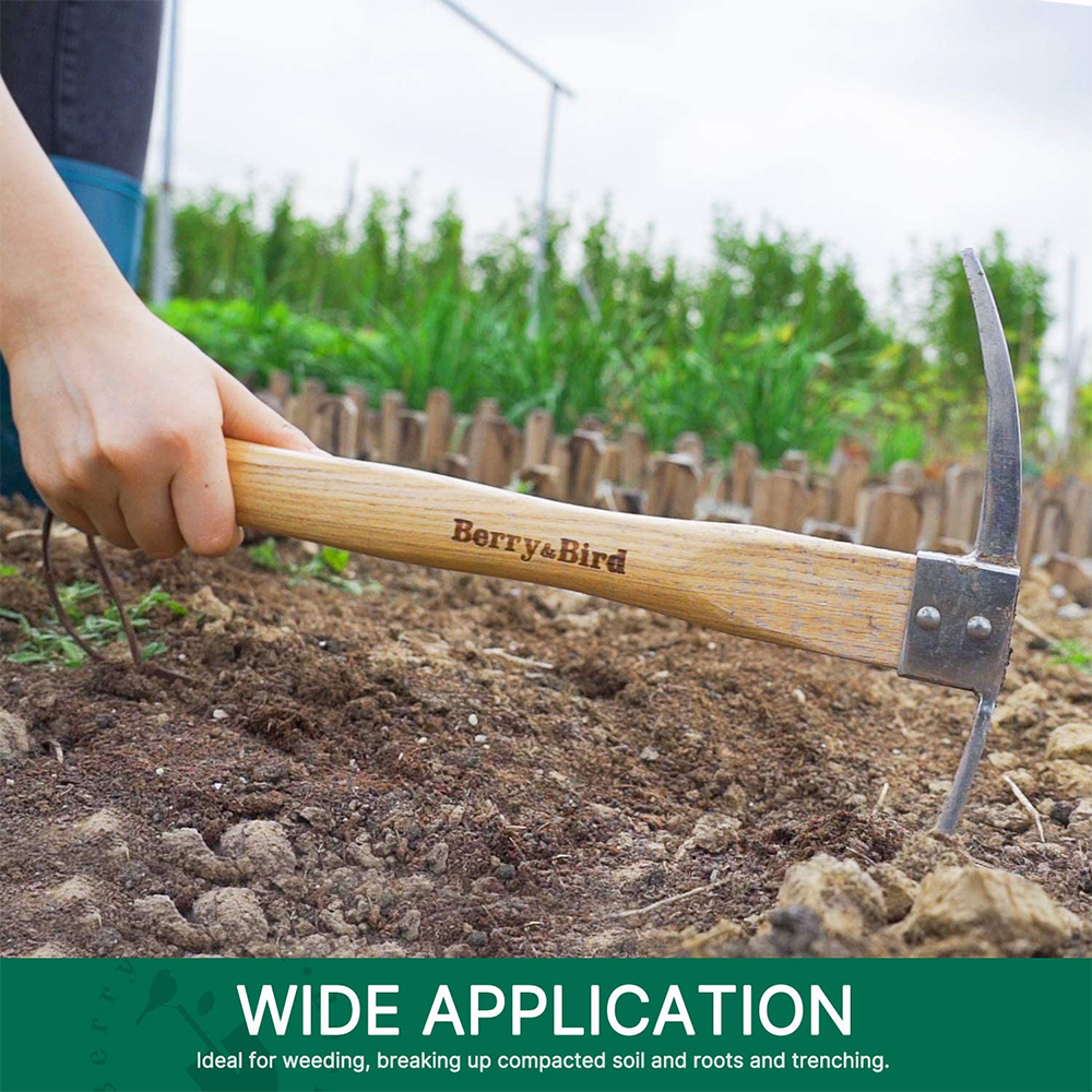 Berry&Bird Garden Pick Mattock Hoe Stainless Steel Pickaxe Hoe Garden Hand Tool
